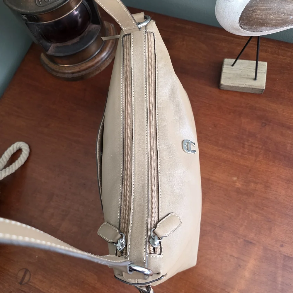Etienne Aigner Tan Leather Hobo Shoulder Bag Minimalist Y2K